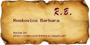 Roskovics Barbara névjegykártya